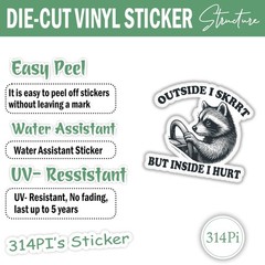 314PI (3pcs) Outside I Skrrt but Inside I Hurt Sticker, Size 3″, Multi