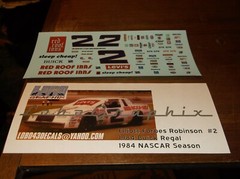 Elliott Forbes Robinson #2 RED ROOF 1984 Buick 1/24th scale decals LoboGraphix