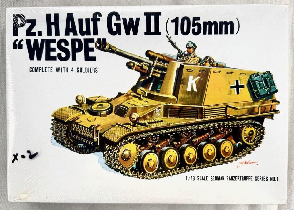 BANDAI 058221, 1/48 PZ. H AUF GW II (105 mm) “WESPE” 4 soldiers FACTORY SEALED