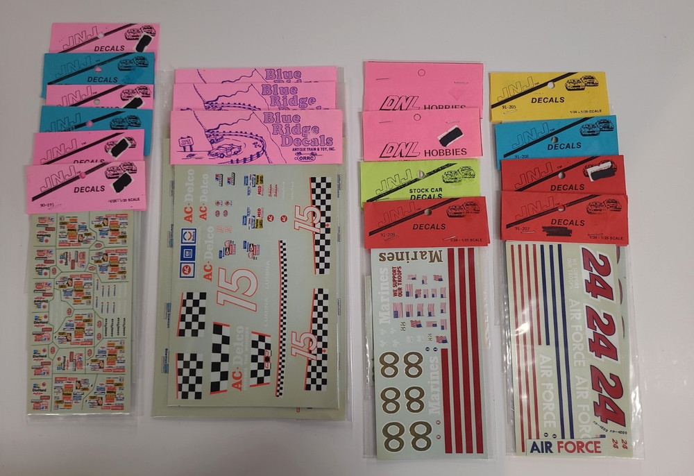NASCAR Racing 1/24-1/25 Model Car Vtg Decal Sheets Army Navy Marines Lot Of 17