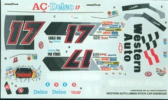 NASCAR DECAL #17 WESTERN AUTO 1991 CHEVROLET LUMINA DARRELL WALTRIP REVELL 1/24