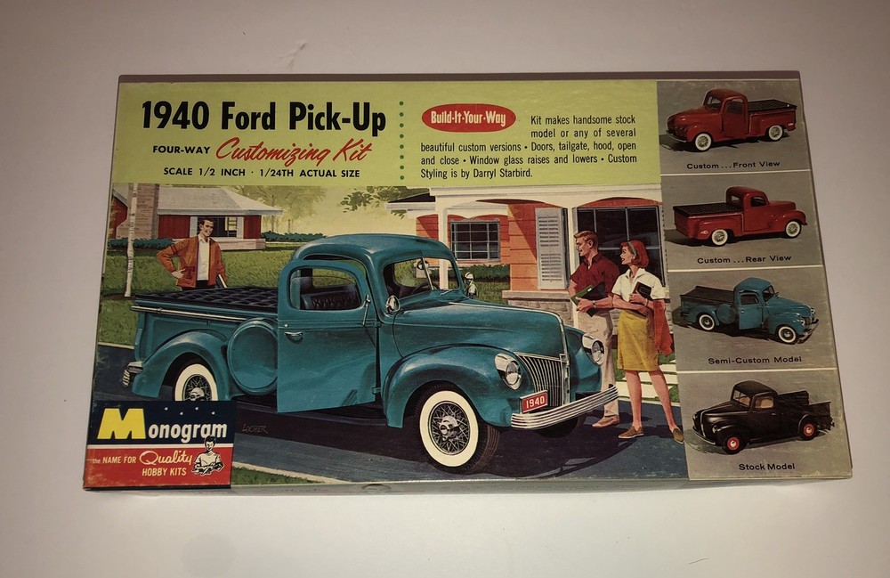 Vintage Monogram 1940 Ford Pick- Up 4 Way Customizing Kit 1/24 Unbuilt Nice!