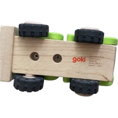 Goki Green Garbage Truck 55964 Wooden Toy Germany Rubber Wheels Toy Truck