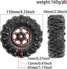 STMU Negative Offset 10.4mm 1.9 Beadlock Wheel Rims Aluminum and 1.9 RC Crawler