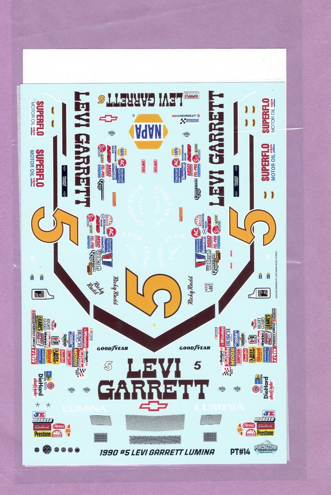 *NEW* PORCH TIME 1/24 1990 #5 RICKY RUDD LEVI GARRETT CHEVY LUMINA NASCAR DECAL
