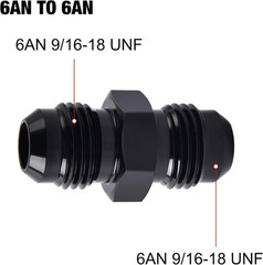 6AN Male to Male Flare Coupler Union Straight Fuel Hose Adapter Fitting Black 2P