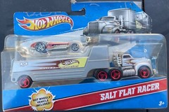 Hot Wheels Salt Flat Racer Semi Hauler and Car NEW Model