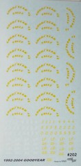 NASCAR DECAL 1992-2004 YELLOW GOODYEAR TIRE DETAIL SHEET 1/24-1/25