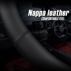 Lkwlikei Nappa Premium Leather Car Steering Wheel Cover Non-Slip Breathable
