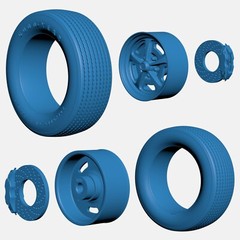 1/25 Resin 15 inch Magnum 500 Wheels, Goodyear Polyglas Tires, and Brake Set
