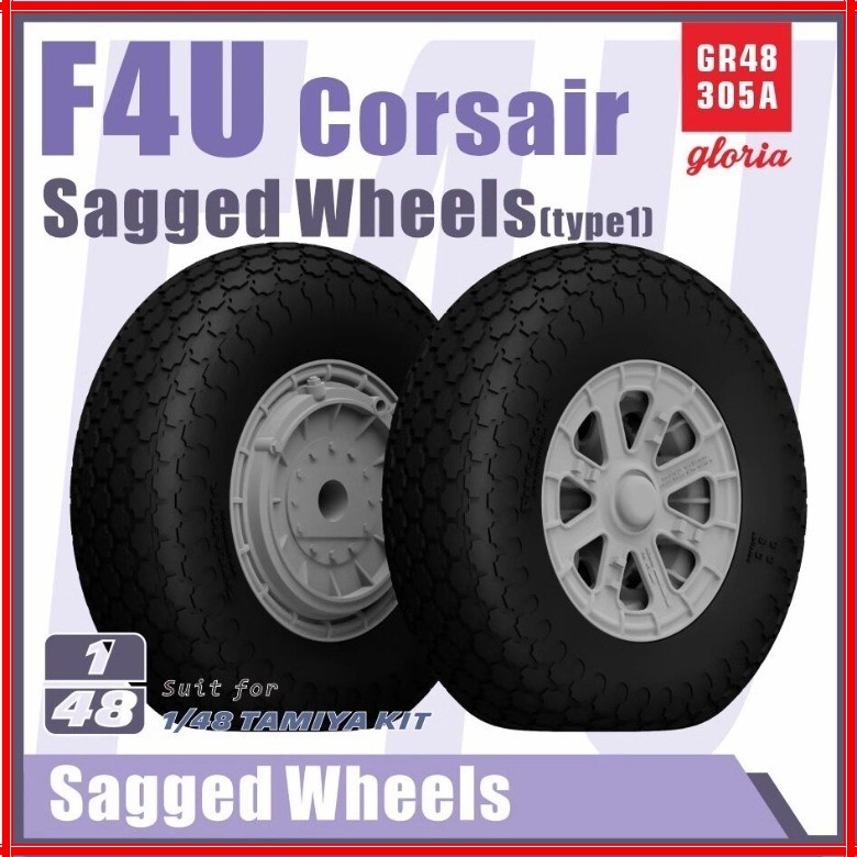 Gloria GR48305A 1/48 F4U Corsair Sagged Wheels (Type 1) for Tamiya Kit