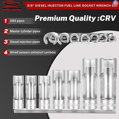 BILITOOLS Diesel Injector Fuel Line Socket Wrench Set, 3/8″ Drive 10-19mm, for