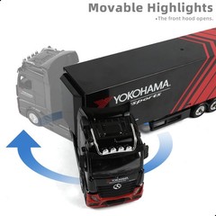 1/43 Scale European Style Semi Truck with Transport Container Die-Cast Model – H