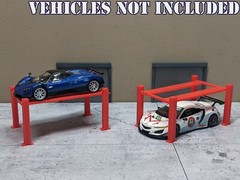 1/64 Scale Four Post Car Lift – For diecast car garage/shop diorama (set of 3)