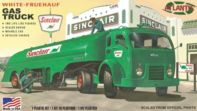 Atlantis Model 1/48 White-Fruehauf Gas Truck w/2 Figures Model Kit ALM1402-W