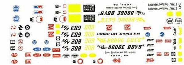 Fred Cady 247 The Dodge Boys 64 Dodge-Dave Strickler 1/25 drag decal