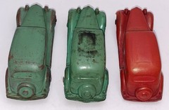Lot 3 Rubber 1935 FORD Tudor Slantback BARR Co Promo 1/48 VG+ 4” Green Red