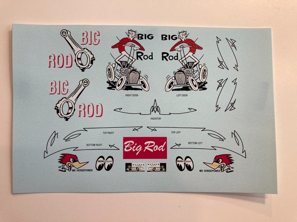 Monogram 1/8 T bucket Big Rod reproduction decal sheet
