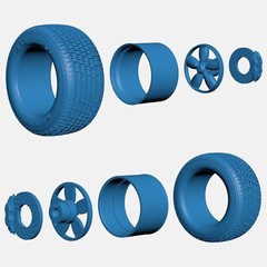 1/24 Resin 15 inch Daisy Wheels, BFGoodrich Radial T/A Tires, and Brake Set