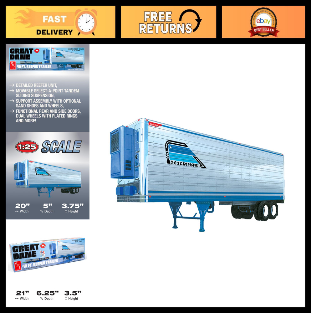 40″ Great Dane Reefer Trailer Model Kit 1:25 Scale – Detailed Assembly Toy