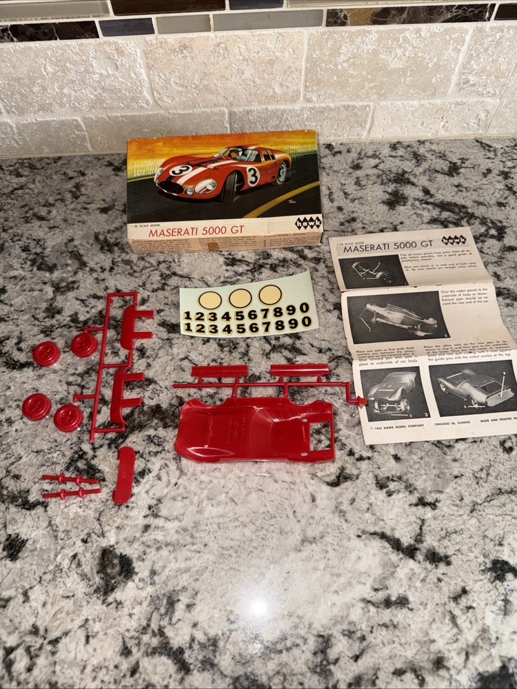 Vintage 1965 Hawk Toy Maserati 5000 GT Model Kit / Slot Car Body – Unbuilt