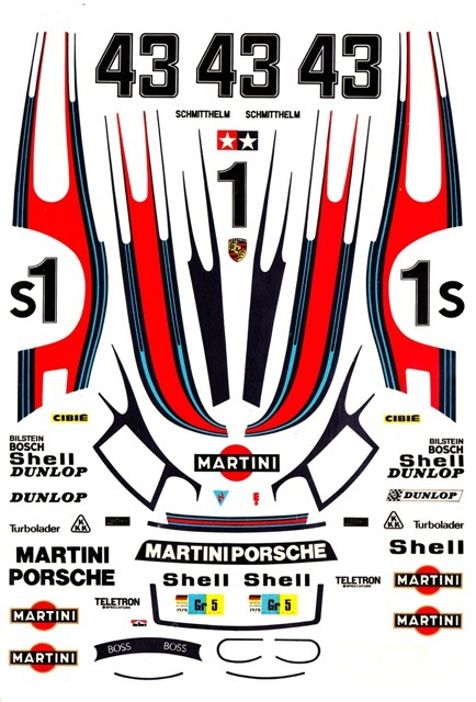 #43 Martini Porsche 935 1978 1/25th – 1/24th Scale Waterslide Decals