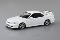Aoshima 1/32 NISSAN SKYLINE R34 GTR Custom Wheels Plastic Model Kit *BLACK*