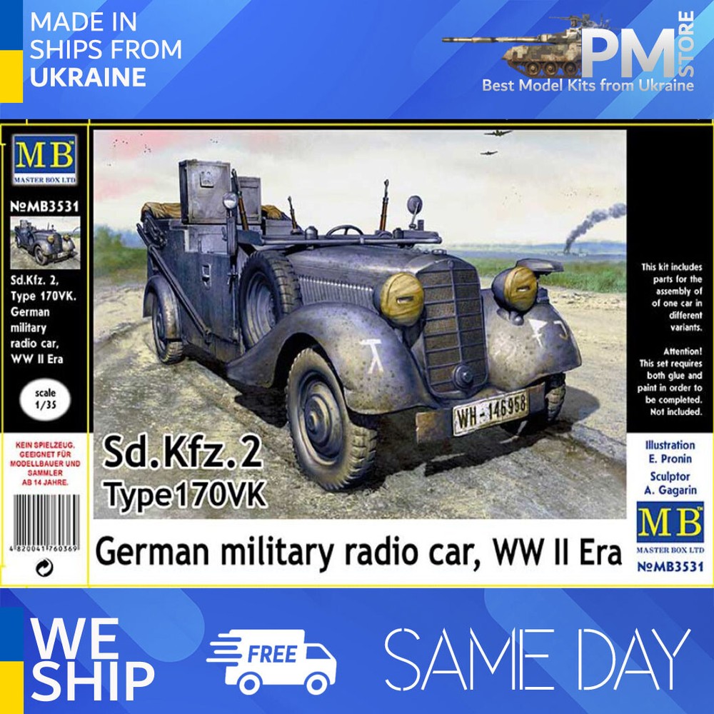 Master Box 3531 1/35 Sd.Kfz. 2 Type 170 VK, German military radio car, WW II Era
