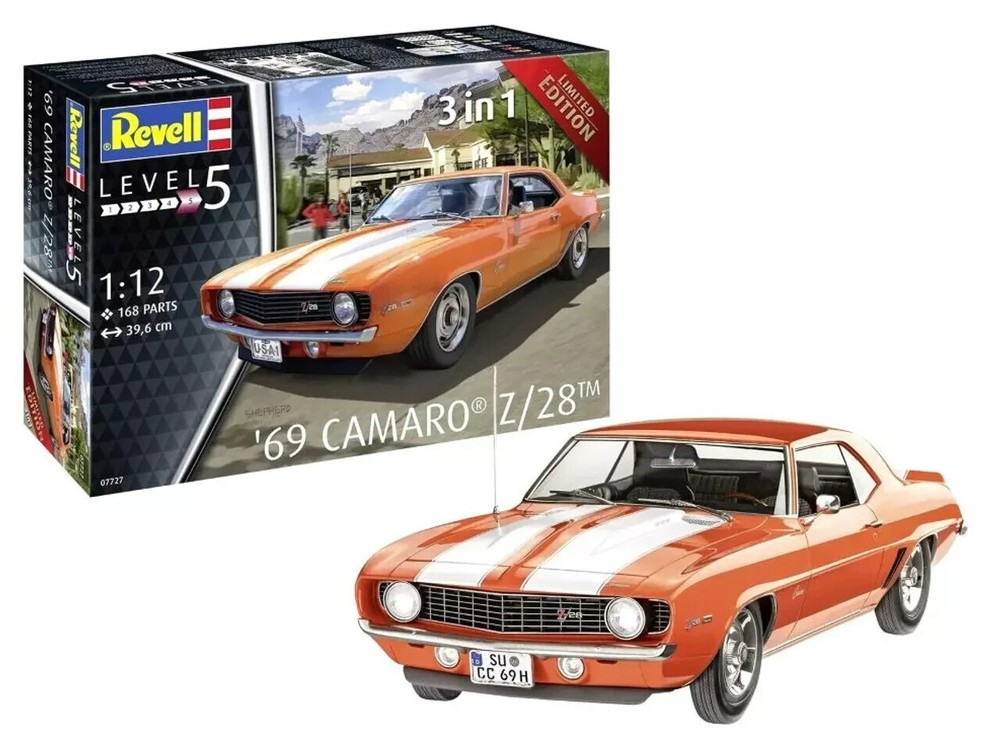 REVELL GERMANY 7727 1/12 1969 Chevy Camaro Z/28 Car 3 in 1 LIMITED EDITION KIT