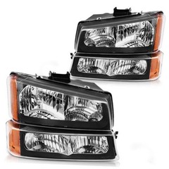 Headlight Assembly Compatible with Black Housing Amber Reflector Clear Lens