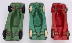 Lot 3 Rubber 1935 FORD Tudor Slantback BARR Co Promo 1/48 VG+ 4” Green Red