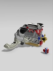 1/24 1/25 3D Resin Pro Stock Twin Turbo Hemi Engine W/ Transmission Scale models
