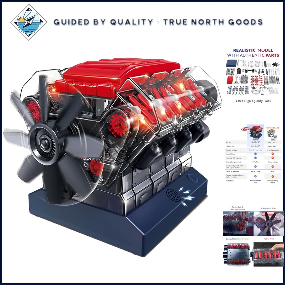 V8 Combustion Engine Model Kit for Kids and Adults – STEM Educational Toy