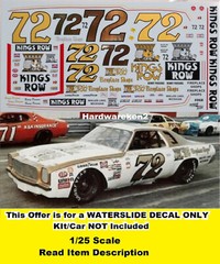 NASCAR DECAL #72 KINGS ROW 1975 CHEVELLE DAYTONA 500 WINNER BENNY PARSONS 1/25