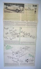 JOHAN 1:25 Classic 1934 Mercedes-Benz 500K Roadster Model Kit INSTRUCTIONS ONLY