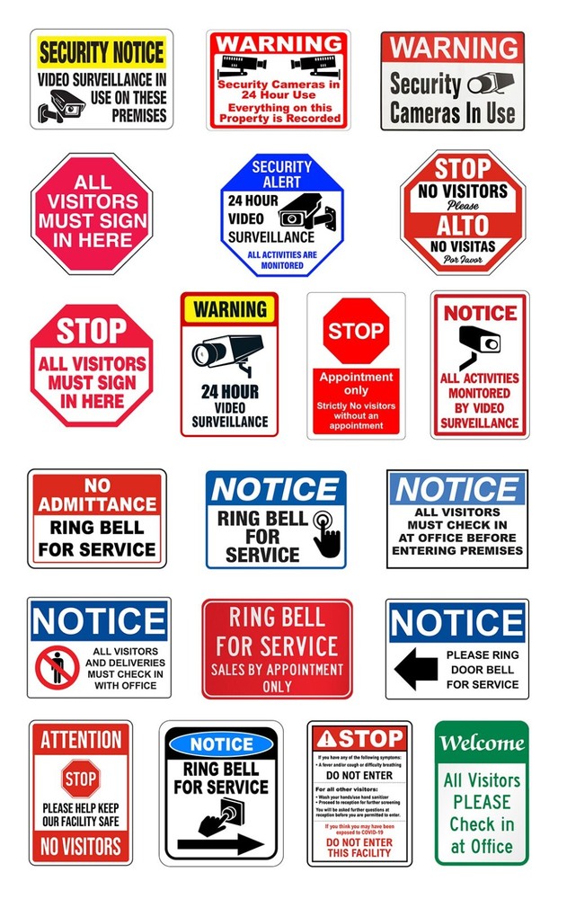 1:87 HO scale model video surveillance visitor security signs