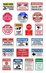 1:87 HO scale model video surveillance visitor security signs