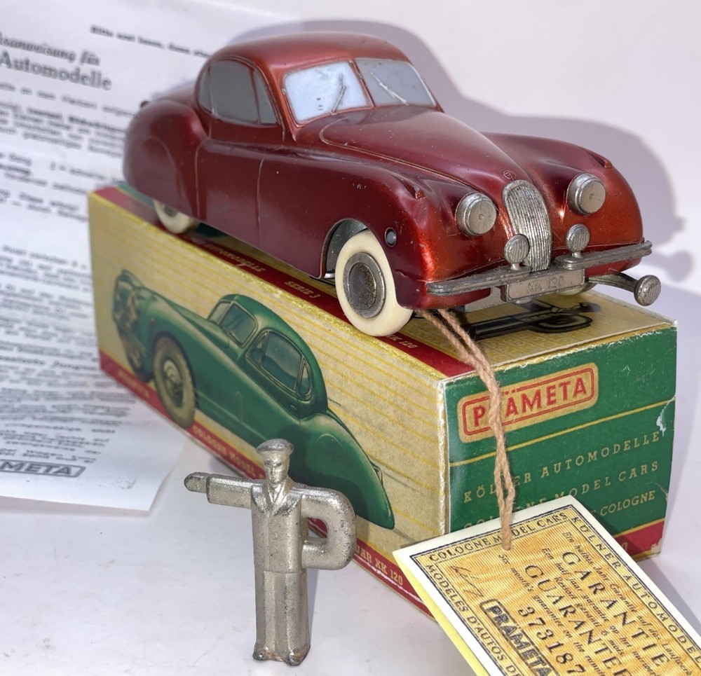 PRAMETA 1948 Jaguar XK120 1/43 Wind-Up Promo Maroon VF+ w/BOX/Key/card Kolner