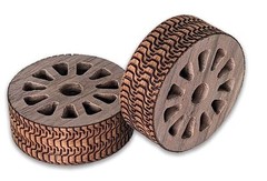 2 inch walnut Wheels With Mahogany Veneer Tread, 11 spokes, (set of 2)