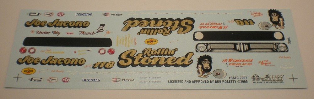 Slixx 7097 1/25 Drag decal Joe Jacono Rollin Stoned