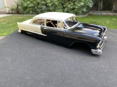 Drag Slot Car Hard Body 1955 Chevy Bel Air, Black/white