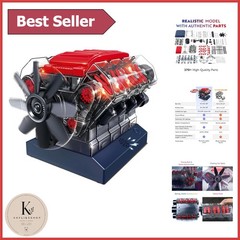 V8 Combustion Engine Model Kit for Kids & Adults – 270 Parts, Battery-Powered