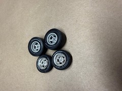Pad Printed Blue Line Goodyear SLICKS& Polyglass 5 Spoke MAGS Rim 1/25 Scale SET