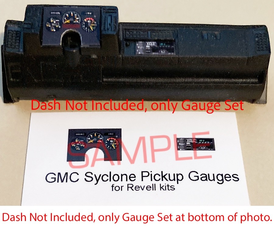 GMC SYCLONE PICKUP GAUGE FACES for 1/25 scale REVELL kits — PLEASE READ DESC