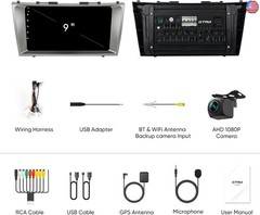 9 Inch QLED Octa-Cores Android Car Stereo for Toyota Camry 2007-2011 Wireless