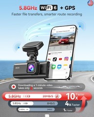 REDTIGER F7N 4K Dual Dash Cam, 5.8GHz WiFi-20 MB/s Fast Transfer, 64GB Card,