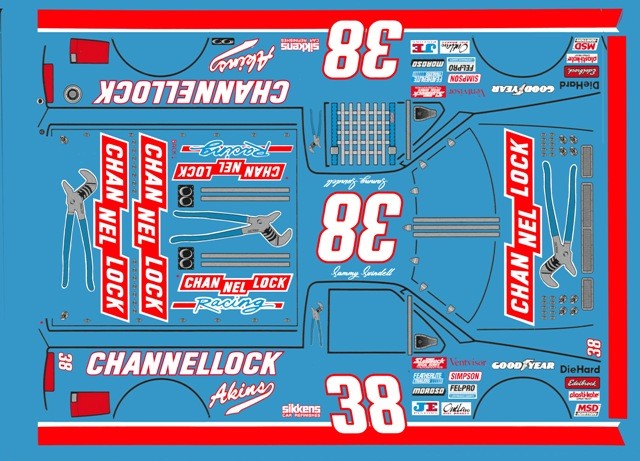 #38 Sammy Swindell Channellock Chevy 2013 1/24th – 1/25th Scale Decals