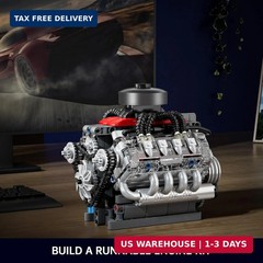 Mould King Mini V8 Engine Kits That Runs, Build Your Own Visible Car Motor, Phys