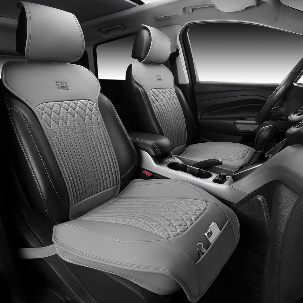 Car Seat Protector, 2 Pack Sideless Nappa Leather Seat Covers for Cars, All Seas
