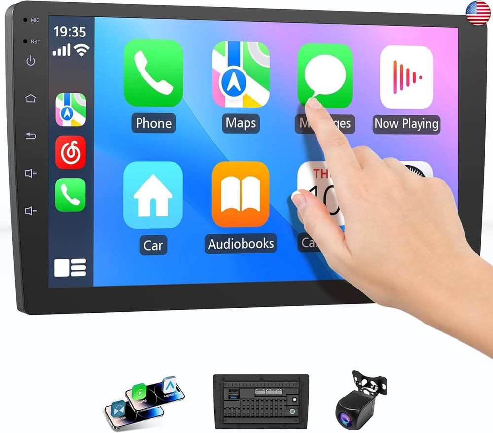 Wireless Double Din Car Stereo with Bluetooth, Wireless CarPlay and Android